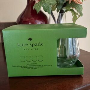 NWT kate spade Lenox Larabee Dot 4 piece stemless wine glass set